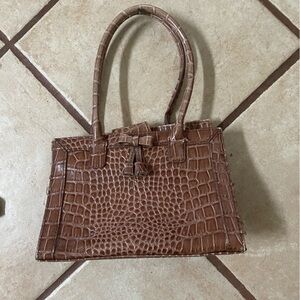 Vintage Mock Croc Top Handles Bow/Tassels Liz Claiborne Bag Preowned